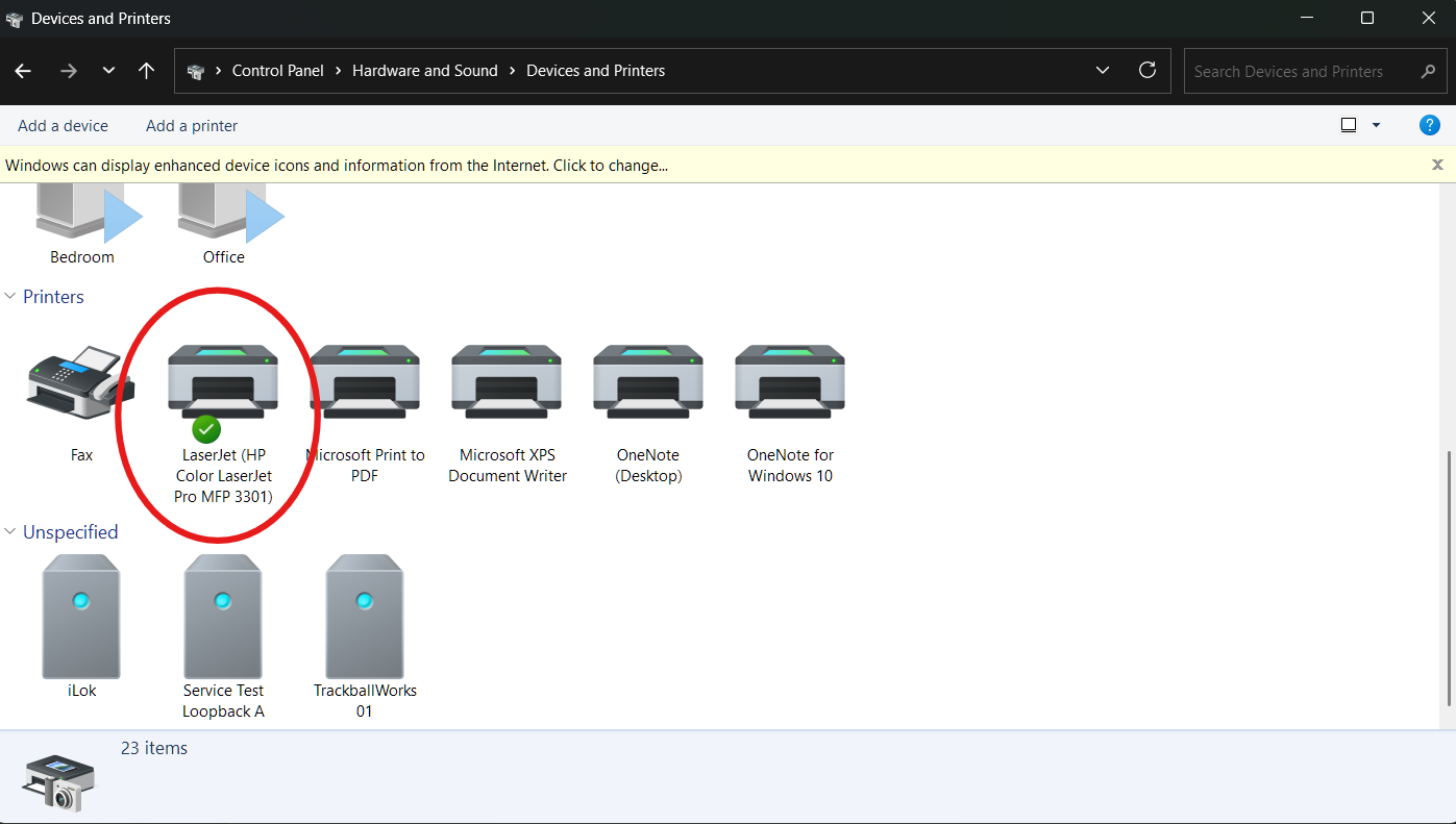 Devices and Printers