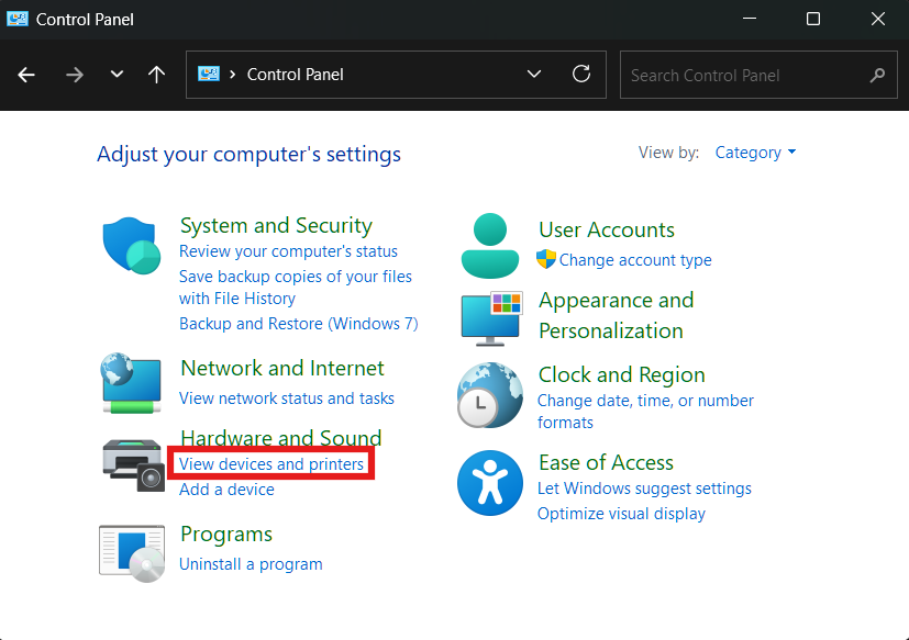 Devices and Printers